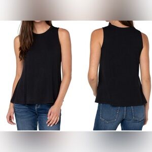 LIVERPOOL sleeveless scoop neck knit tank in black